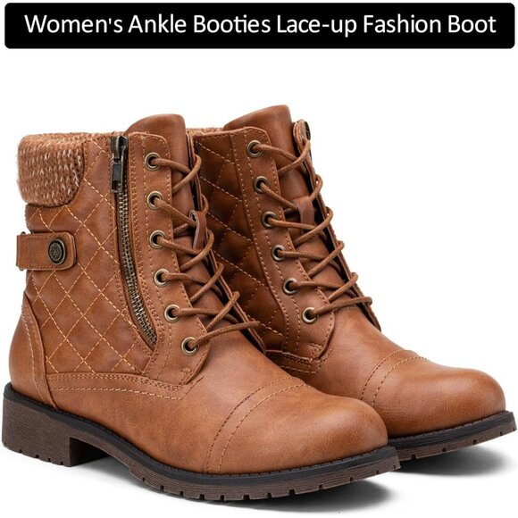 Vepose Women's Fashion Ankle Booties Combat Ankle Boots - Picture 5 of 9